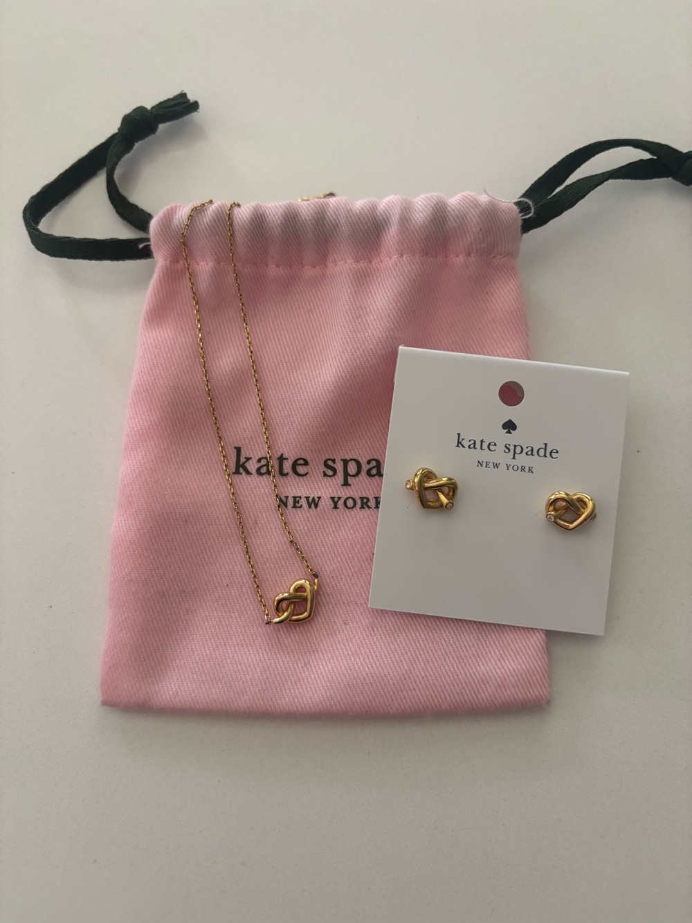 kate spade Gold Knot Necklace and Stud Earring Set